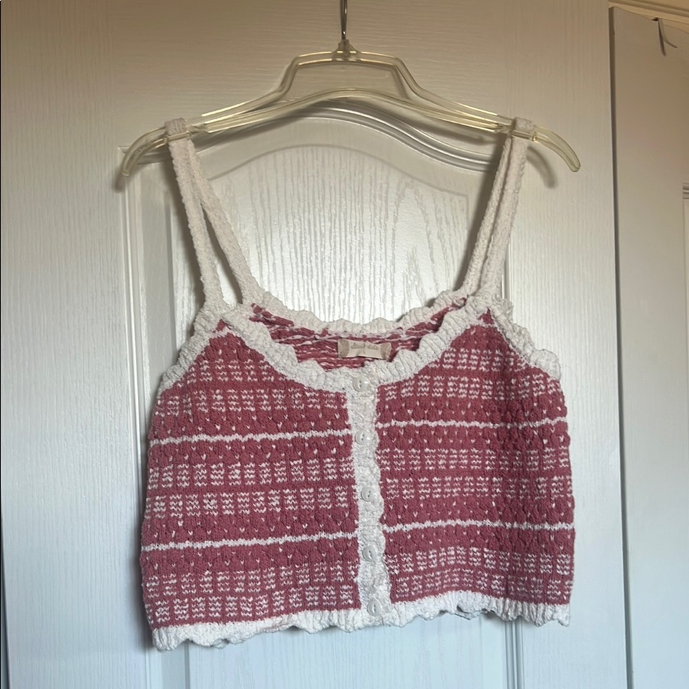 Altar’d State Pink and White Women's Knit Top
